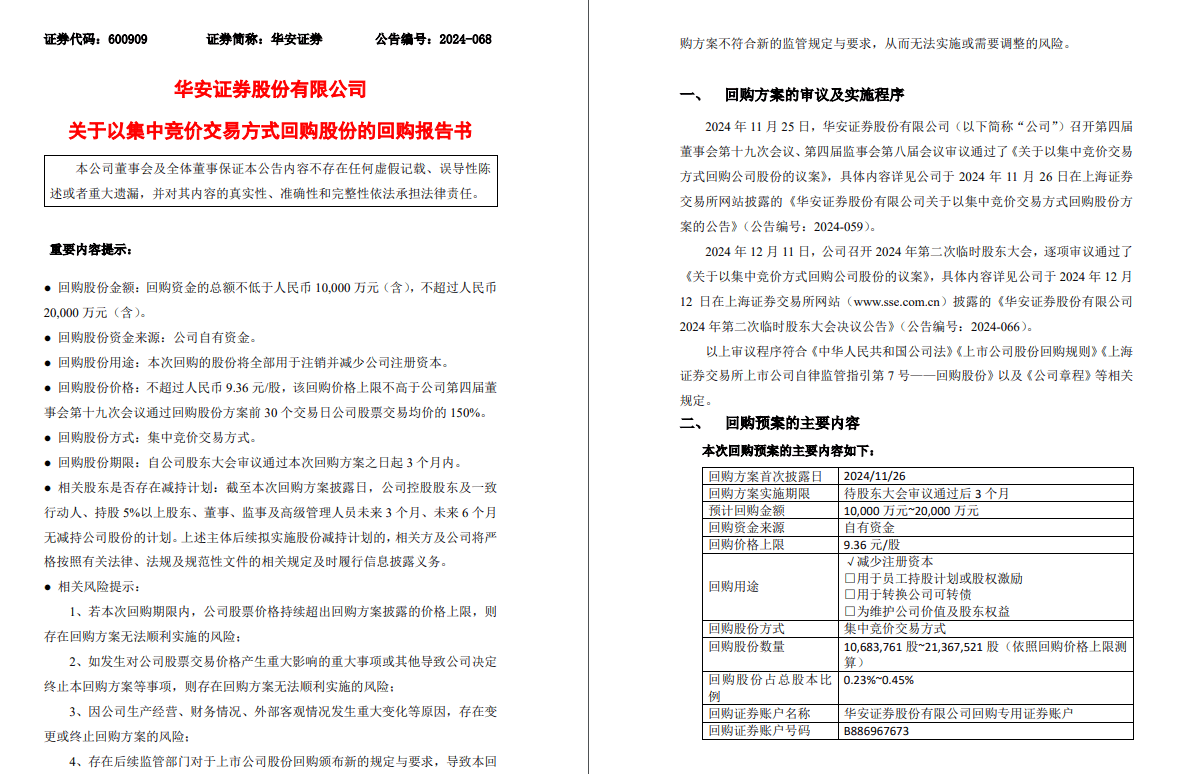 东证融汇掌门李雪飞履新；深圳国资委原则同意国信证券+万和证券；华安基金解约渤海银行直销；中信证券投资减持美心翼申、中国黄金 | 券业行家新闻20241222