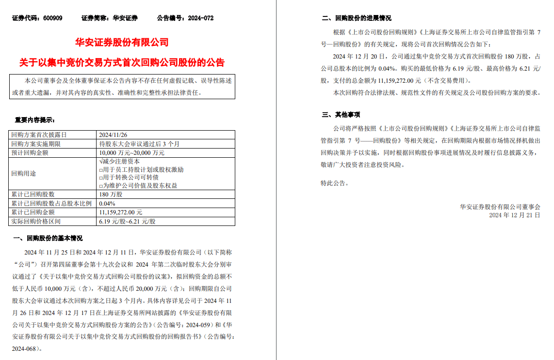 东证融汇掌门李雪飞履新；深圳国资委原则同意国信证券+万和证券；华安基金解约渤海银行直销；中信证券投资减持美心翼申、中国黄金 | 券业行家新闻20241222